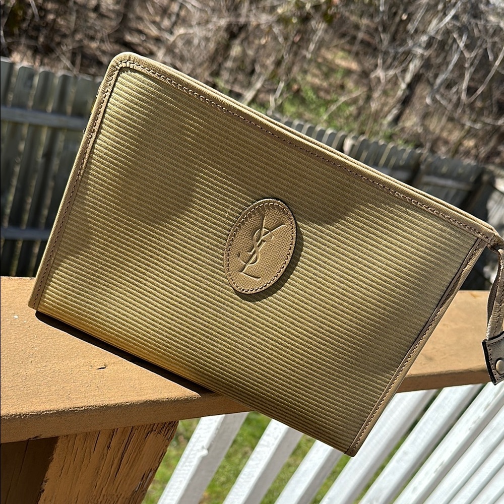 Yves Saint Laurent Tan striped pouch